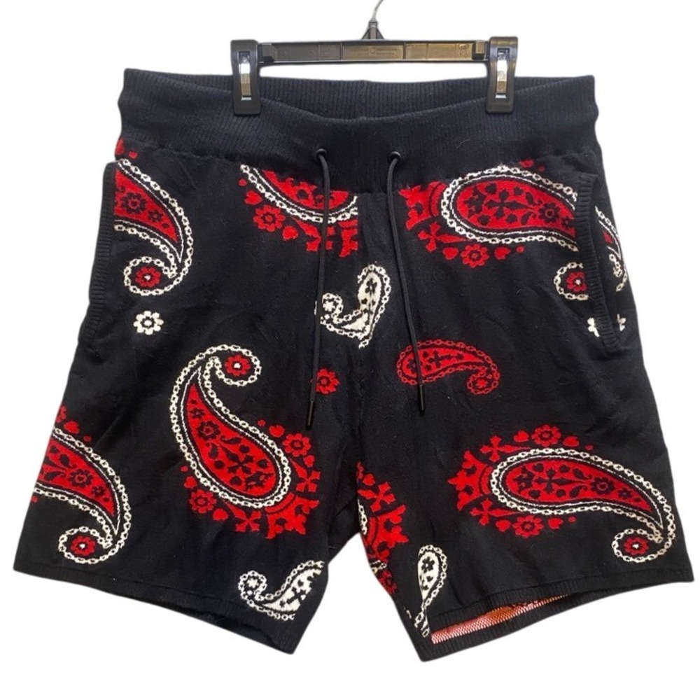 Maison Article Shorts Adult Large Paisley‎ Sweater Luxury Drawstring Black Mens